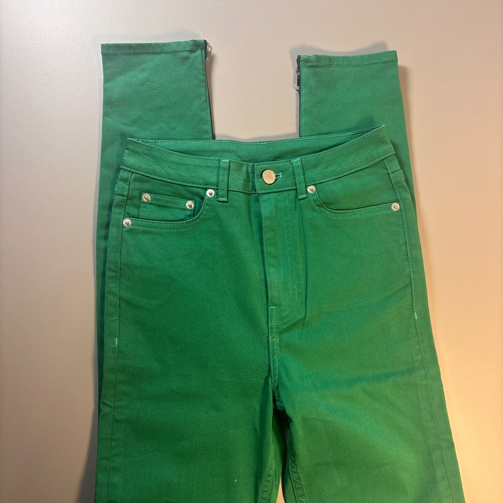 BLK DNM Green Zipper Ankle Skinny Jeans Women Size‎ 26 NWOT - Picture 3 of 10